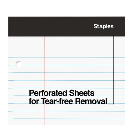 Staples Double-Sheet Notepad, 8.5" x 11.75", Letter Size, White, 100 Sheets/Pad (20-244)