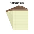 TRU RED™ Notepads, 8.5 x 11.75, Wide Ruled, Canary, 50 Sheets/Pad, Dozen Pads/Pack (TR58184)