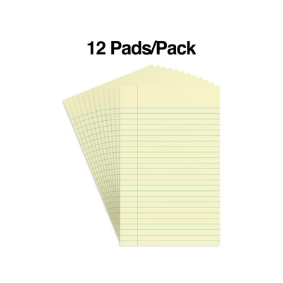 Staples® Notepads, 5" x 8", Narrow Ruled, Canary, 50 Sheets/Pad, 12 Pads/Pack (ST57293)
