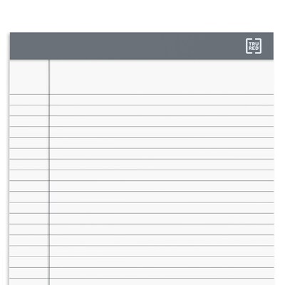 TRU RED™ Notepads, 8.5" x 11.75", Wide Ruled, White, 50 Sheets/Pad, 12 Pads/Pack (TR57367)