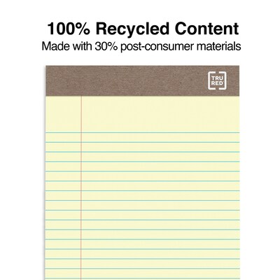 TRU RED™ Notepads, 5" x 8", Narrow Ruled, Canary, 50 Sheets/Pad, Dozen Pads/Pack (TR58180)