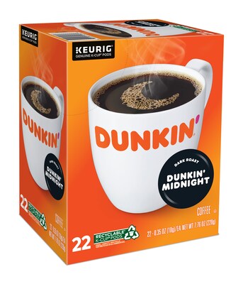 Dunkin Midnight Coffee Keurig® K-Cup® Pods, Dark Roast, 22/Box (400849)