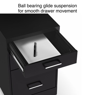 Quill Brand® 3-Drawer Vertical File Cabinet, Locking, Letter, Black, 19"D (52156)