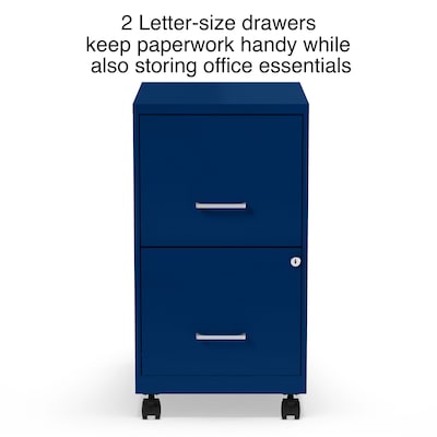 Quill Brand® 2-Drawer Light Duty Vertical File Cabinet, Locking, Letter, Blue, 18 (24362)
