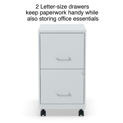 Quill Brand® 2-Drawer Light Duty Vertical File Cabinet, Locking, Letter, Gray, 18" (24363)