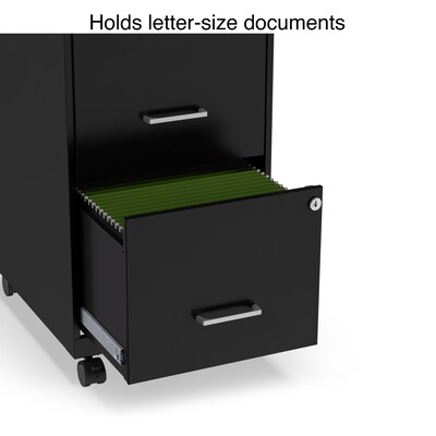 Quill Brand® 2-Drawer Vertical File Cabinet, Locking, Letter, Black, 18"D (52145)