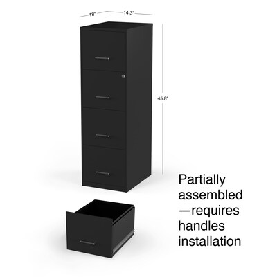Quill Brand® 4-Drawer Vertical File Cabinet, Locking, Letter, Black, 18"D (52152)