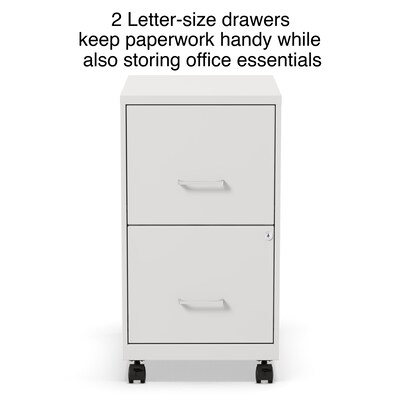 Quill Brand® 2-Drawer Vertical Mobile File Cabinet, Locking, Letter Size, White, 18D (19634)