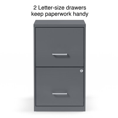 Quill Brand® 2 Drawer Vertical File Cabinet, Locking, Letter, Graphite, 18D (14443/17783)