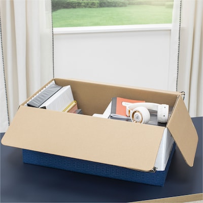 Bankers Box Heavy-Duty Corrugated File Storage Boxes, String & Button, Legal Size, White/Blue, 12/Carton (00012)