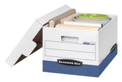 Bankers Box® R-Kive Heavy-Duty FastFold File Storage Boxes, Lift-Off Lid, Letter/Legal Size, White/B