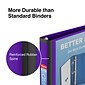 Staples® Better 1" 3 Ring View Binder with D-Rings, Purple (19065)