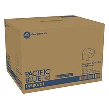 Pacific Blue Basic Recycled Toilet Paper, 1-Ply, White, 1210 Sheets/Roll, 80 Rolls/Carton (1458001/1