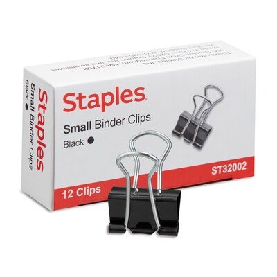 Staples® 0.75W Binder Clips, Small, Black, 144/Pack (ST32002/32002)