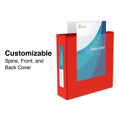 Staples® Heavy Duty 4 3 Ring View Binder with D-Rings, Red (ST56299-CC)