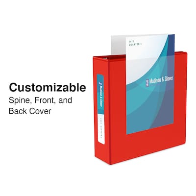 Staples® Heavy Duty 5 3 Ring View Binder with D-Rings, Red (ST56300-CC)