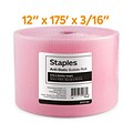 Staples® Perforated Bubble Roll, Anti-Static, Pink, 12 x175 (4072825)