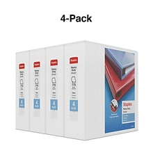 Staples® Heavy Duty 4 3 Ring View Binder with D-Rings, White, 4/Pack (56266CT/24696CT)