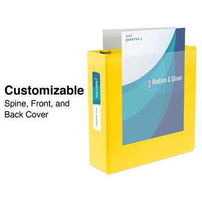 Staples® Standard 1" 3 Ring View Binder with D-Rings, Yellow (58652)