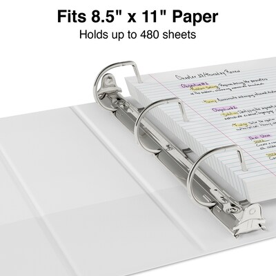 Standard 2" 3 Ring View Binder with D-Rings, White (26444-CC)