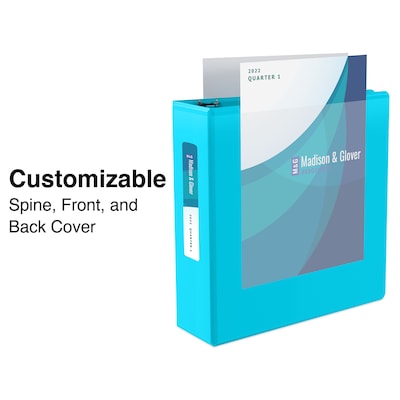 Staples® Standard 1" 3 Ring View Binder with D-Rings, Teal (58652)