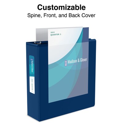 Staples® Standard 1-1/2" 3 Ring View Binder with D-Rings, Blue (26439-CC)