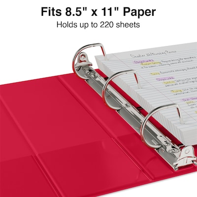 Standard 1" 3 Ring Non View Binder with D-Rings, Red (26290-CC)