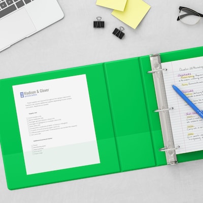 Staples® Standard 1" 3 Ring View Binder with D-Rings, Green (58652)