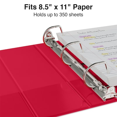Standard 1-1/2" 3 Ring Non View Binder with D-Rings, Red (26302-CC)