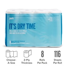 Perk™ Choose-A-Size Paper Towels, 2-ply, 116 Sheets/Roll, 8 Rolls/Pack (PK55113)
