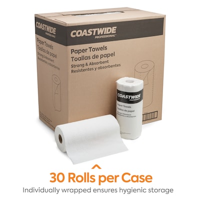 Coastwide Professional Kitchen Rolls Paper Towel, 2-Ply, White, 85 Sheets/Roll, 30 Rolls/Carton (CW21810CT)