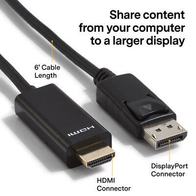 NXT Technologies™ 6 DisplayPort/HDMI Audio/Video Cable, Black (NX51760)