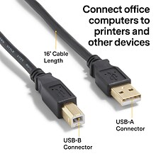 NXT Technologies™ 16 USB B to USB A Cable, Male to Male, Black (NX29931)