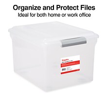 Staples Store & Slide Hanging File Box, Latch Lid, Letter/Legal Size, Clear (140167/139997)