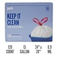 Perk™ 13 Gallon Kitchen Trash Bag, 28" x 24", Low Density, 0.9 mil, White, 120 Bags/Box (PK56750)