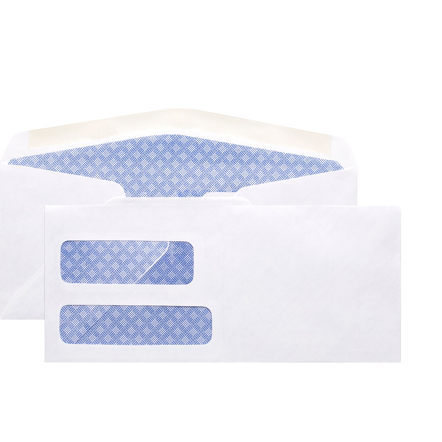 Quill Brand Security Tinted #10 Double Window Envelopes, 4 1/8 x 9 1/2, White Wove, 500/Box (3016430)