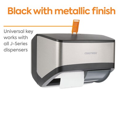 Coastwide Professional™ J-Series Duo Bath Tissue Dispenser, Black/Metallic (CWJ2BT-S)