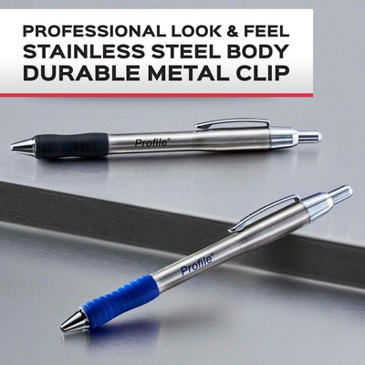 Paper Mate Profile Metal Barrel Retractable Ballpoint Pen, Medium Point, Black Ink, 2/Pack (2130513)
