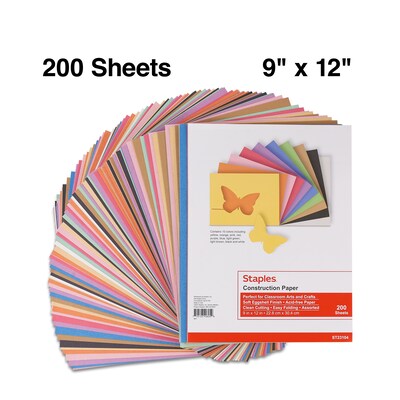 Staples® Construction Paper; 9x12", Assorted Colors