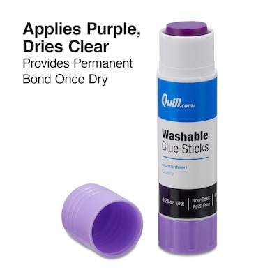 Quill Brand Washable Glue Sticks, 0.28 oz., Purple, 4/Pack (25959-QCC)