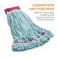 Coastwide Professional™ Looped-End Wet Mop Head, Large, Recycled PET, 5" Headband, Blue (CW57754)