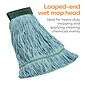 Coastwide Professional™ Looped-End Wet Mop Head, Medium, Recycled PET, 5" Headband, Blue (CW57752)
