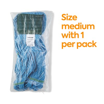 Coastwide Professional™ Looped-End Wet Mop Head, Medium, Recycled Blend, 5" Headband, Blue (CW57751)