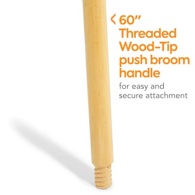 Coastwide Professional™ 60 Wood Push Broom Handle, Threaded Wood Tip (CW57740)