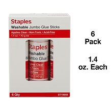 Staples® Washable Glue Sticks, Jumbo, 6/Pack (ST19959/19959)