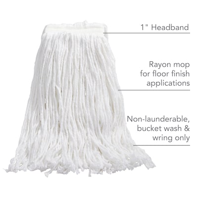 Coastwide Professional™ Cut-End Wet Mop Head, #24, Rayon, 1" Headband, White (CW57746)
