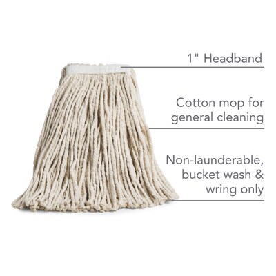 Coastwide Professional™ Cut-End Wet Mop Head, #20, Cotton, 1" Headband, White (CW57743)