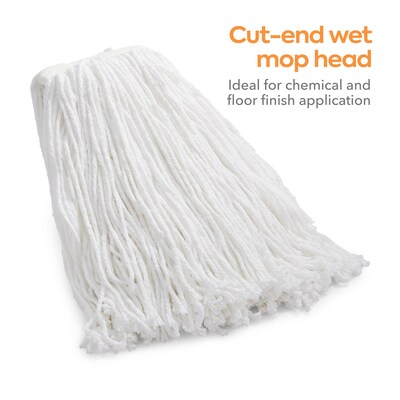 Coastwide Professional™ Cut-End Wet Mop Head, #24, Rayon, 1" Headband, White (CW57746)