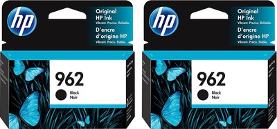 HP 962 Black Standard Yield Ink Cartridge, 2/Pack