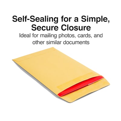 Staples Self-Sealing Kraft Catalog Envelopes, 6 x 9, Brown, 100/Box (381964/17061)